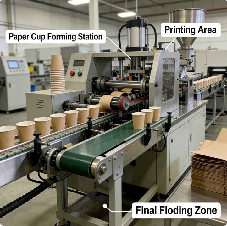 Paper Cup Printing and Die Cutting Machine Fully Automatic for Disposable Paper Cups Manufacturing Line