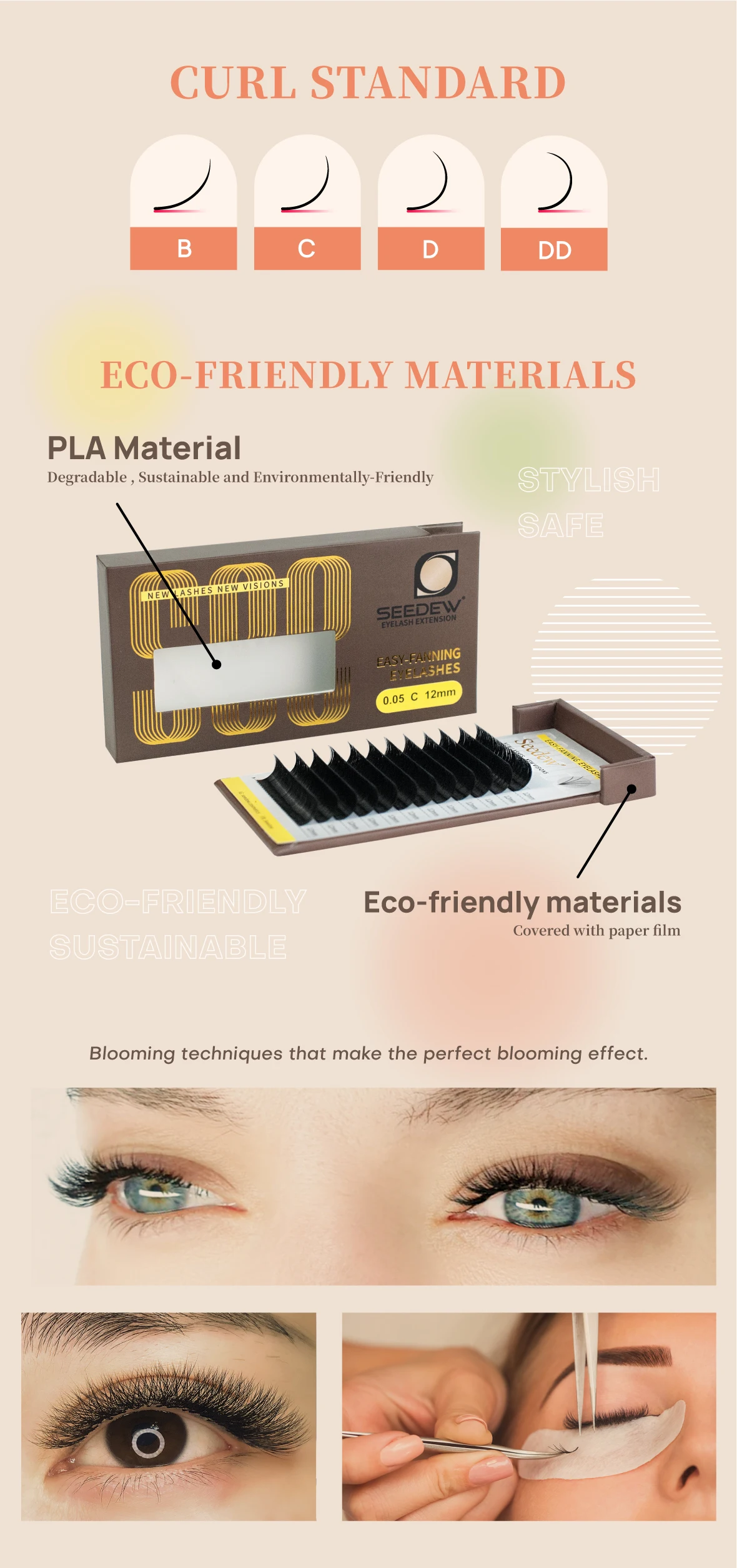 SEEDEW Easy - Selbstfächernde Wimpernverlängerungen für Make-up, Auto Bloom Flowering Wimpernverlängerungen, Camellia Lashes – Detail 4