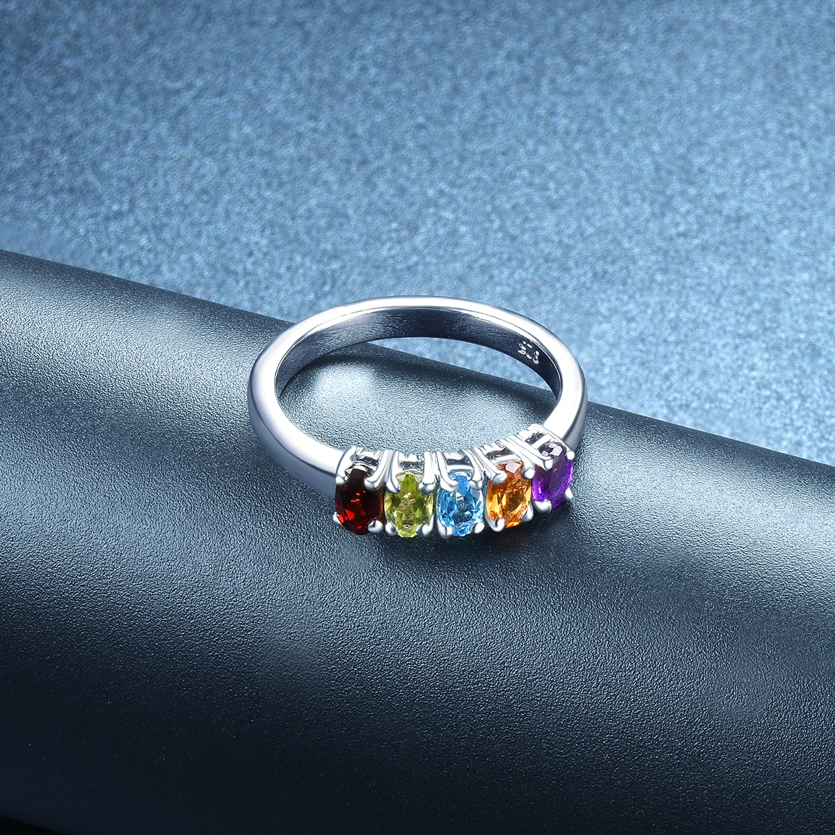 Stock Clearance Colorful Natural Gemstone Ring Solid 925 Sterling Silver Rings Fashion Style Fine Jewelry for Birthday Gift