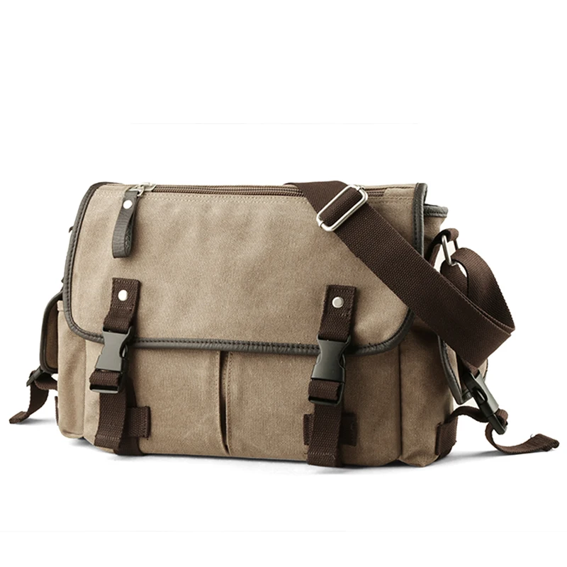 Canvas Men Messenger Bag Vintage Business Handbag for Men Casual Fit 13 inch Laptop Large Capacity Durable  Briefcase Men Bag