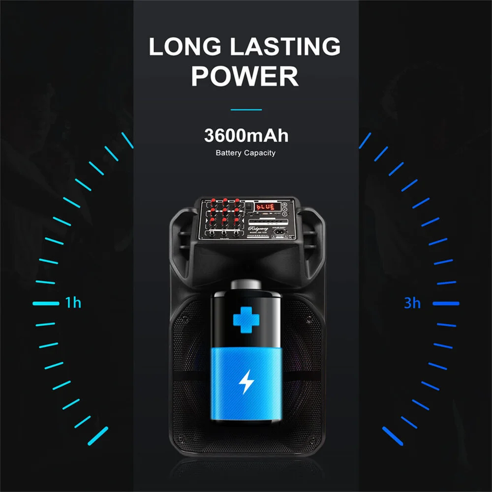 Портативный Bluetooth-динамик мощностью 9000 Вт, сабвуфер 15 дюймов, система вечеринок с тяжелыми басами, AUX и микрофон, светодиодный светильник, громкий высококачественный динамик для караоке