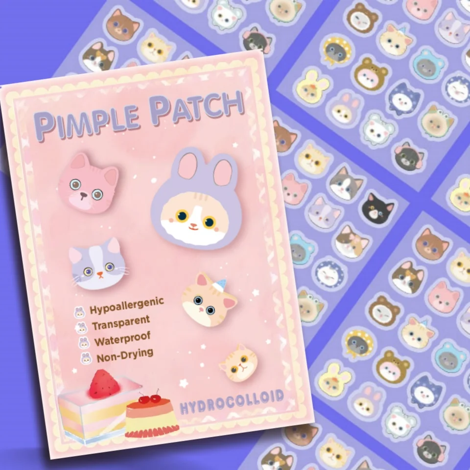 600 قطعة من رقع حب الشباب على شكل قطة كرتونية، رقع حب الشباب للوجه، رقع حب الشباب المخفية، ورقع البثور. رقيقة جدا وقابلة للتنفس