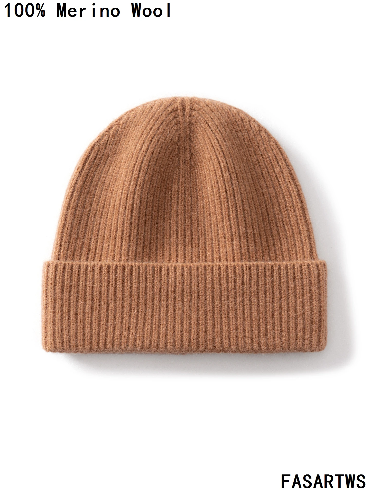 FASARTWS Topi Wol Merino 100% Berkualitas, Topi Musim Dingin Baru untuk Pria, Topi Tebal Hangat, Topi Rajut Tahan Angin untuk Luar Ruangan, Topi Beanie Fashion