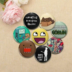 Épingles de visage souriant jaune, badge de fille de dessin animé mignon, broches faites à la main de chocolat/poisson rouge, épingle de poitrine pour sac à dos, cadeaux de vêtements