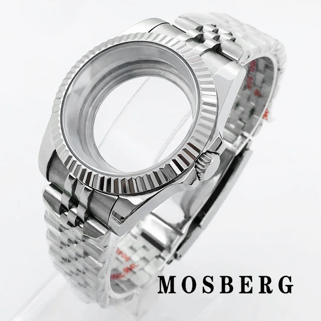 Корпус часов 36 мм 39 мм с ремешком, сапфировое стекло, нержавеющая сталь для часов NH35 NH36 ETA2824 PT5000 ST2130, автоматический механизм