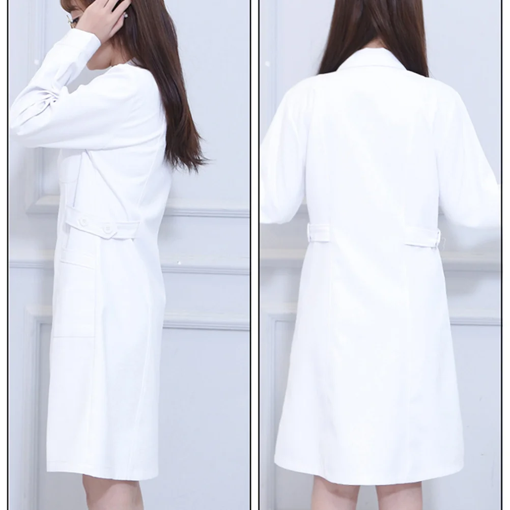 Long Sleeve White Nursing Uniform Suit Isolation Gown Overalls for Women Size Pocket Design Breathable Comfortable