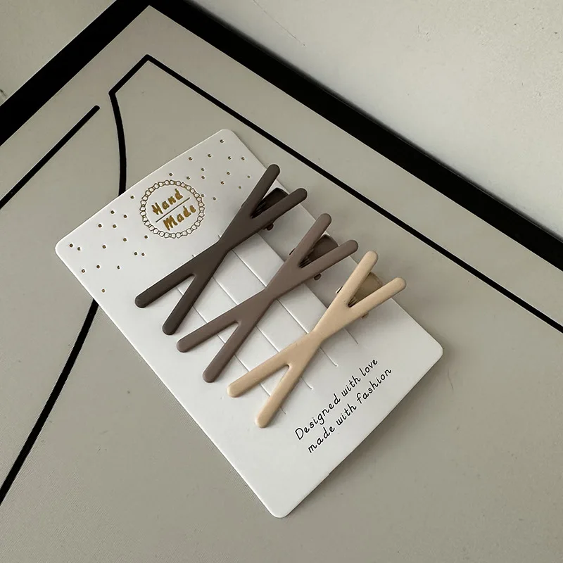 3 قطعة/4 قطعة امرأة الكورية نمط الحليب الشاي القهوة اللون دبابيس الشعر مجموعة الفتيات الموضة banghop مقاطع الشعر المشابك اكسسوارات