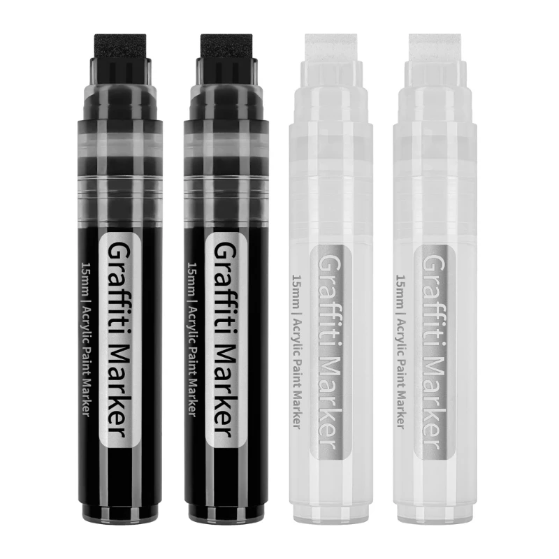 2 Stuks Graffiti Marker Verf Marker 15Mm Brede Punt Grote Acrylverf Pennen Voor Het Tekenen Van Diy Crafting Schrijven En Tekenen