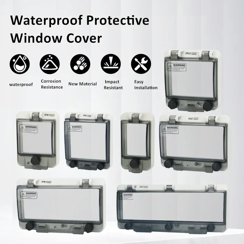 Waterproof Transparent Window Cover IP67 ABS Plastic For Outdoor Juction Box Protective Botton Switch Without Mounting Din Base