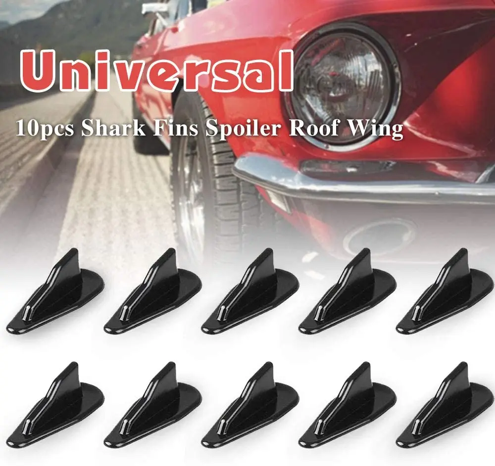 

10Pcs/Set Car Roof Fin Car Spoiler Universal Tuning Roof Diffuser Shark Fins Spoiler Wing Kit Air Vortex Generator Carbon Fiber