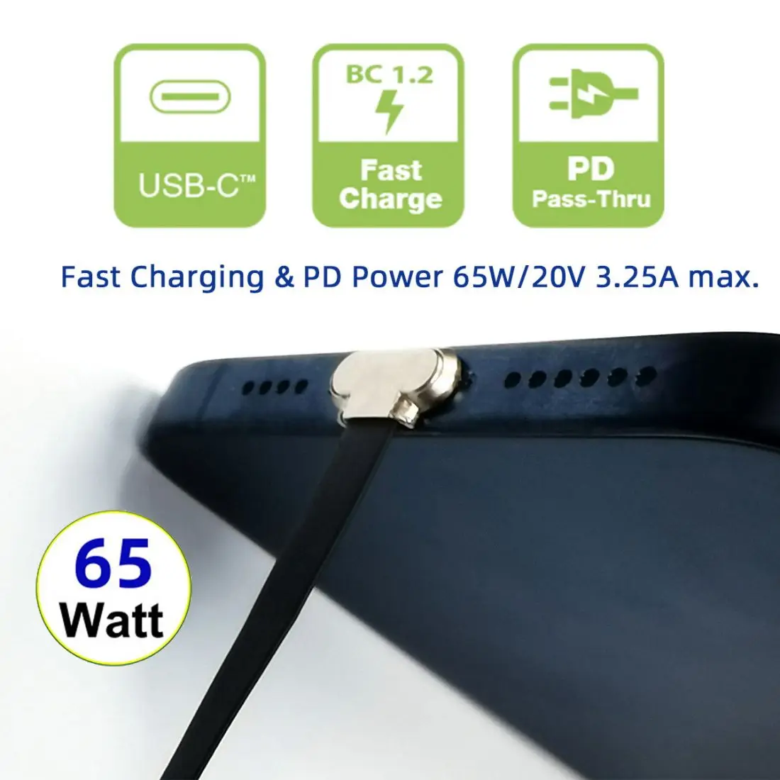 chenyang USB C Short Flat Cable USB 2.0 Type C Dual 90 Degree Angled PD 65W Fast Charge Data Extension Cable 75MM