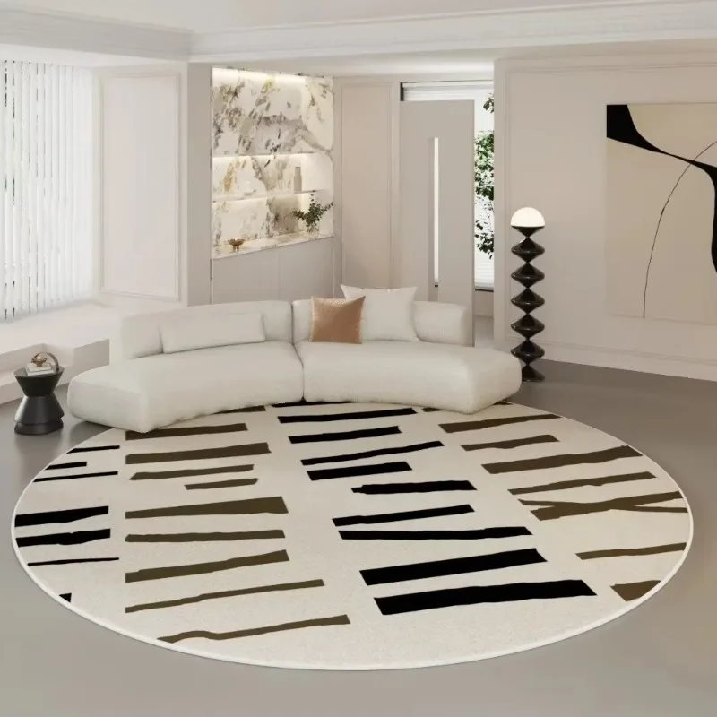 Cream Tone Circular Rug, Household Floor Mat for Living Room & Bedroom