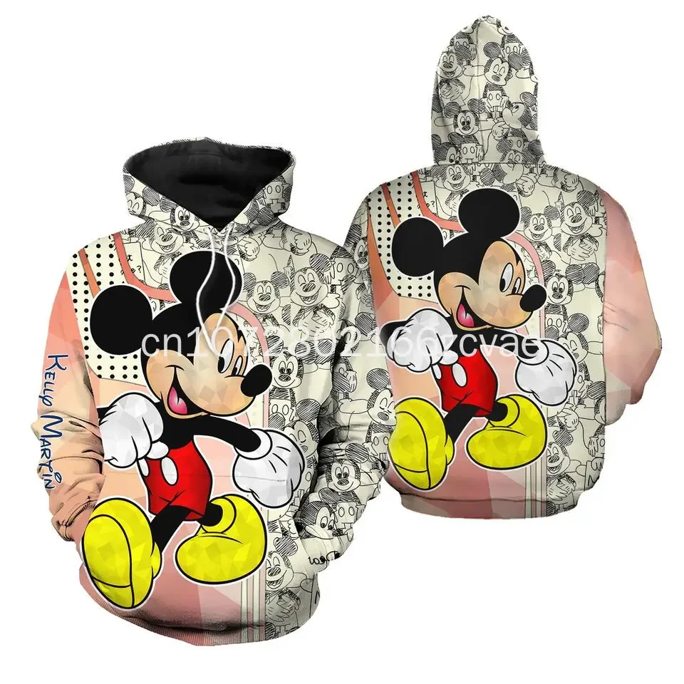 

2024 New Mickey Mouse 3D Hoodie Casual Fashion Street Disney Sweatshirt Free Customized Men's, Women's, and Children's Hoodies