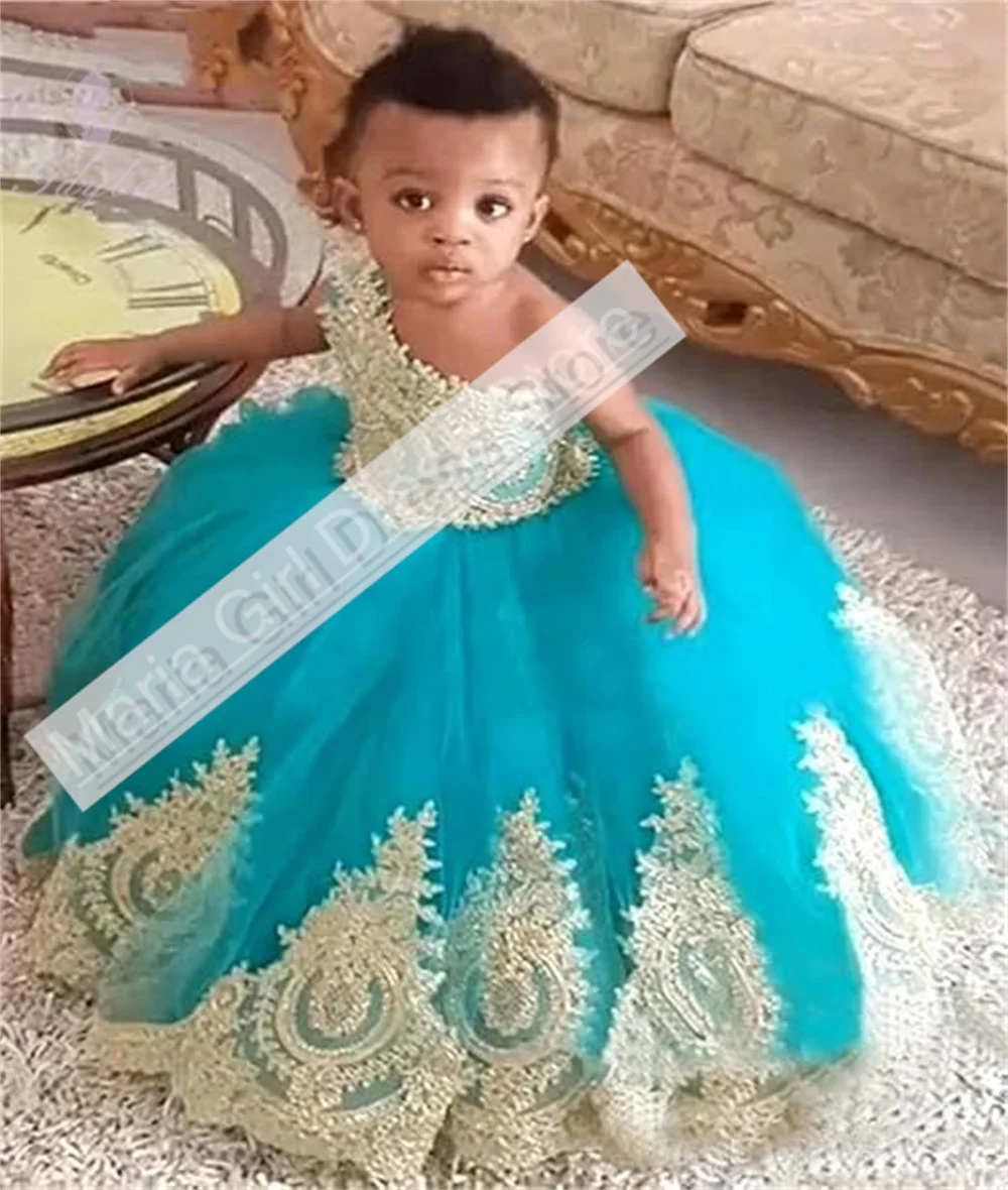 One Shoulder New Royal BlueFlower Girl Dress For Pageant Baptism Toddler Kids Birthday Party Wedding  Festive Costumes Customize