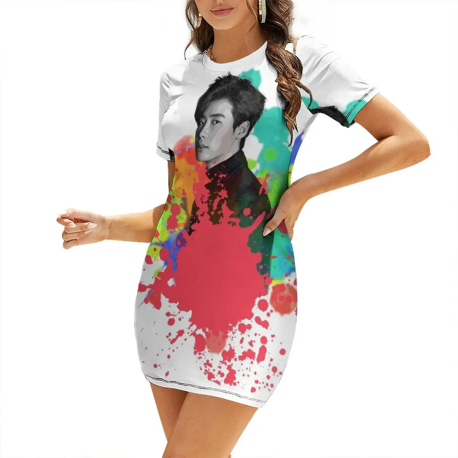 

Lee Jong-Suk, Jongsuk, Jong Suk, Oppa Short-Sleeved Dress dresses korean style Womens dresses loose summer dress Dress