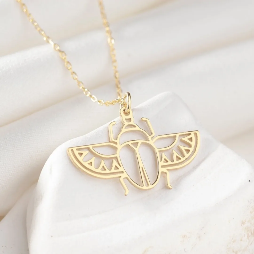 Stainless Steel Ancient Egypt Scarab Necklace for Women Personality Gold Plated Beetle Pendant Necklace Retro Egyptian Jewelry