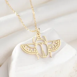 Stainless Steel Ancient Egypt Scarab Necklace for Women Personality Gold Plated Beetle Pendant Necklace Retro Egyptian Jewelry