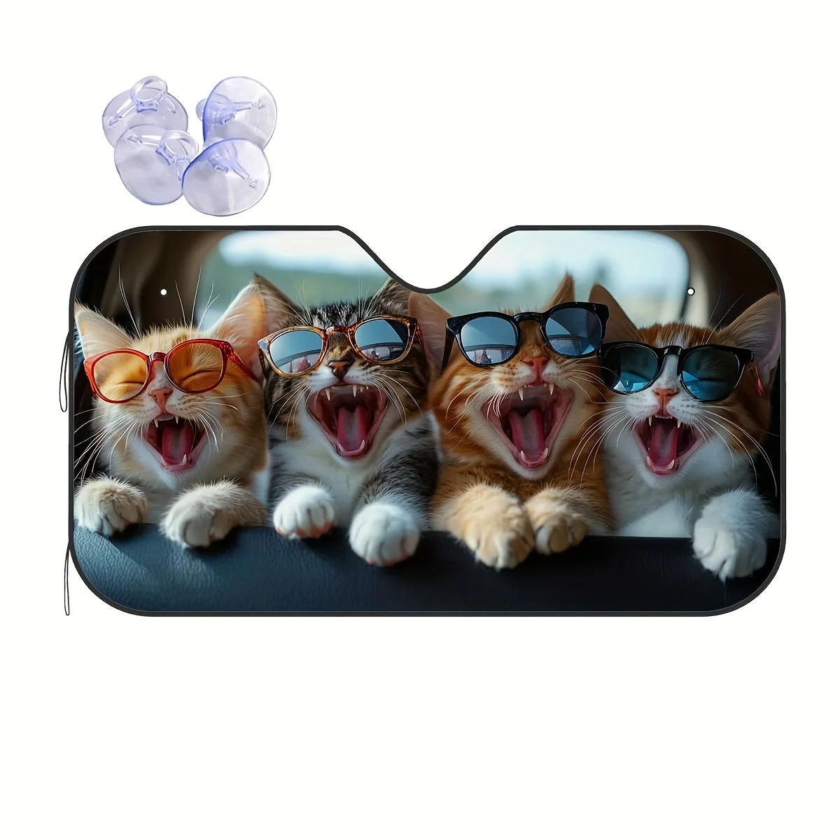 

1 шт. Модные автомобильные солнцезащитные козырьки с рисунком крутых кошек — очаровательный кошачий дизайн с модными очками, подходят для навеса на лобовое стекло, УФ и тепло P