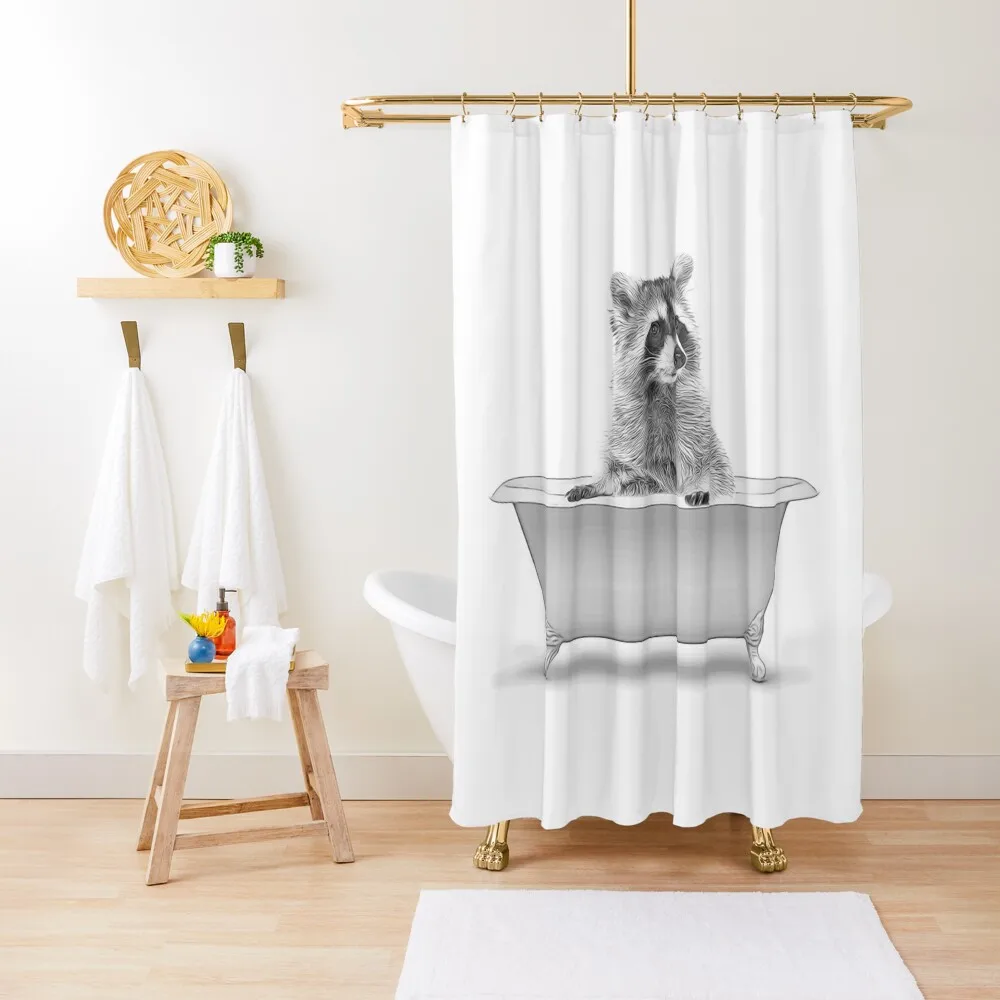 

Енот, искусство ванной комнаты, детский декор для ванной комнаты, настенный декор, занавеска для душа с изображением животных, забавная занавеска для душа для ванной и душа