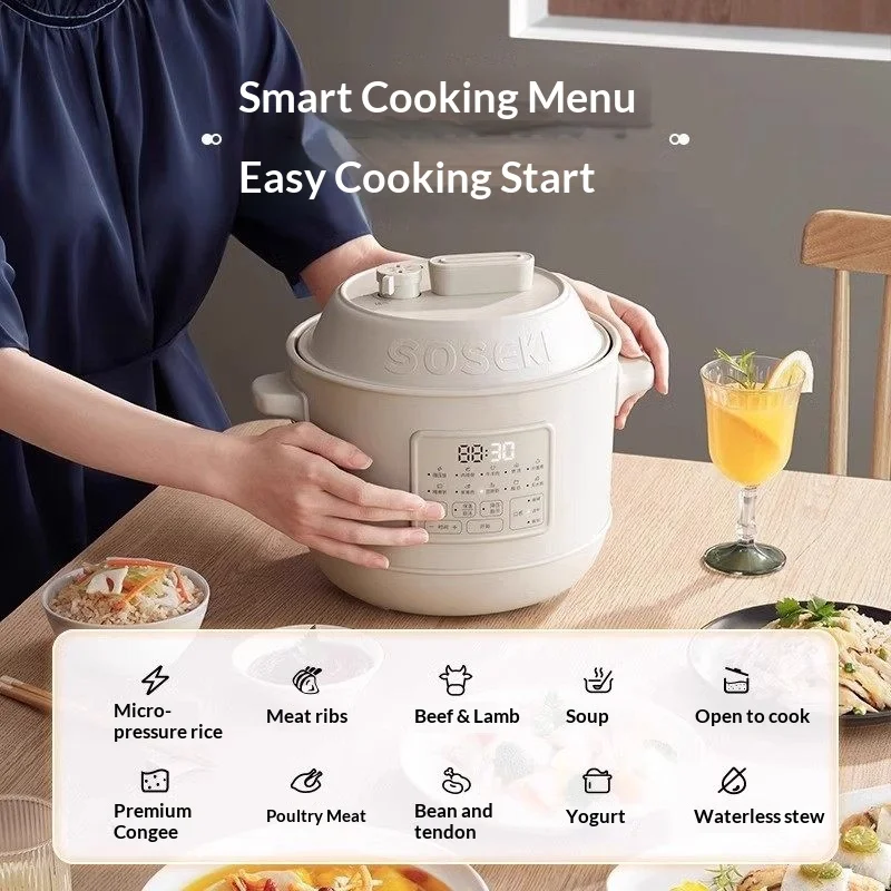 Soseki Shansi Multifunction Electric Pressure Cooker Household Small Mechanical Control LCD Display Heat Preservation 2-3 Cooker