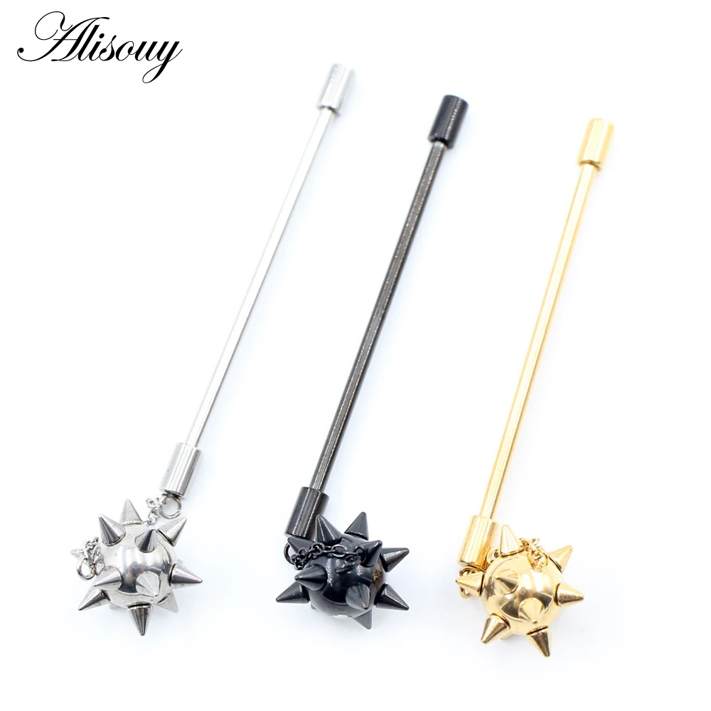 2Pieces Punk Stainless Steel Meteor Hammer Chain Earring Piercing Industrial Barbell Scaffold Ear Cartilage Helix Body Jewelry