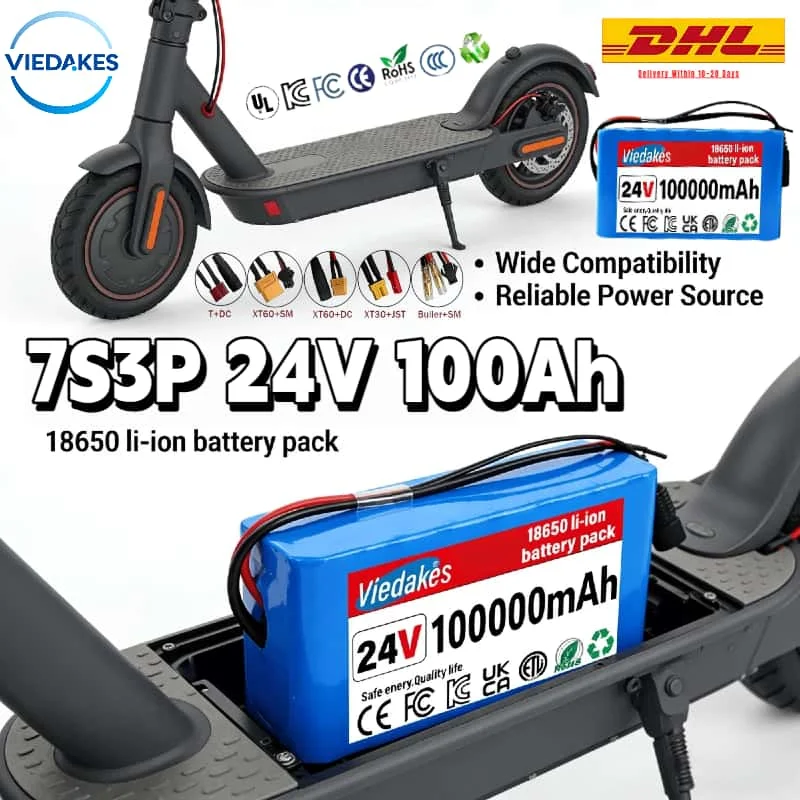 

Customer Favorite ✅7S3P 24V Lithium Battery Pack 100Ah Rechargeable 18650 Cell for Electric Scooters High Safety&Long Endurance