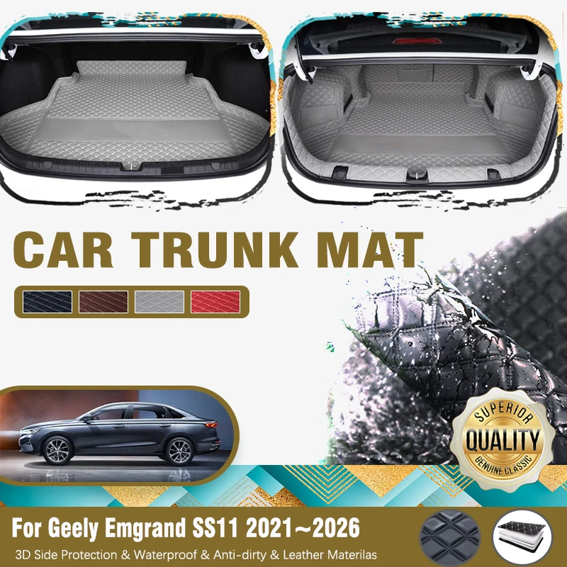 Car Rear Trunk Matt For Geely Emgrand Proton S70 SS11 2021~2026 Leather Pad Cargo Liner Carpet Boot Covrers Rug Auto Accessories