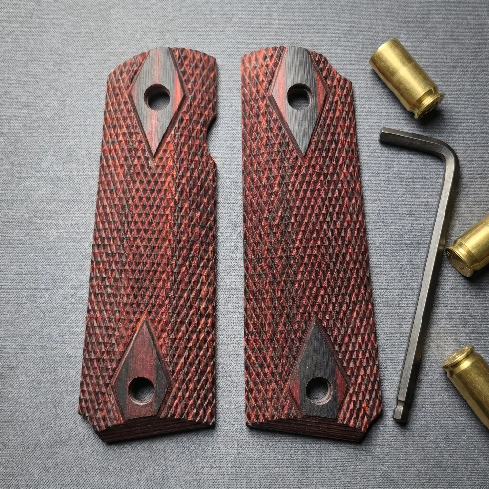 1 Paar tragbare 1911 Rosenholzgriffe, rutschfeste Griffpolster, DIY Outdoor-Messer Holzgriff-Dekorationsmaterialien – Detail 2