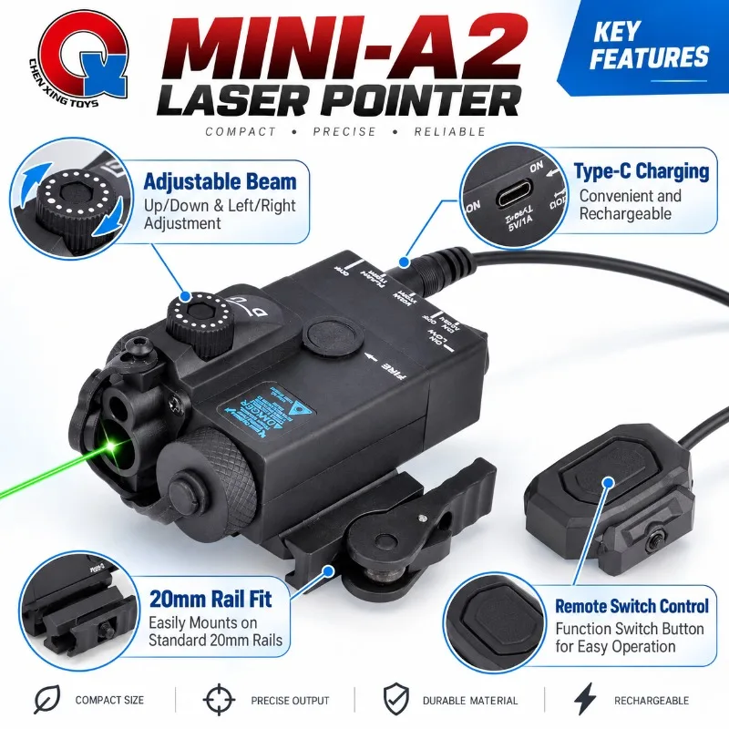 MINI‑A2 Laser Calibration Module Nylon Alloy Build Type‑C Charging Hobby Ornament for 20mm Guide Rail
