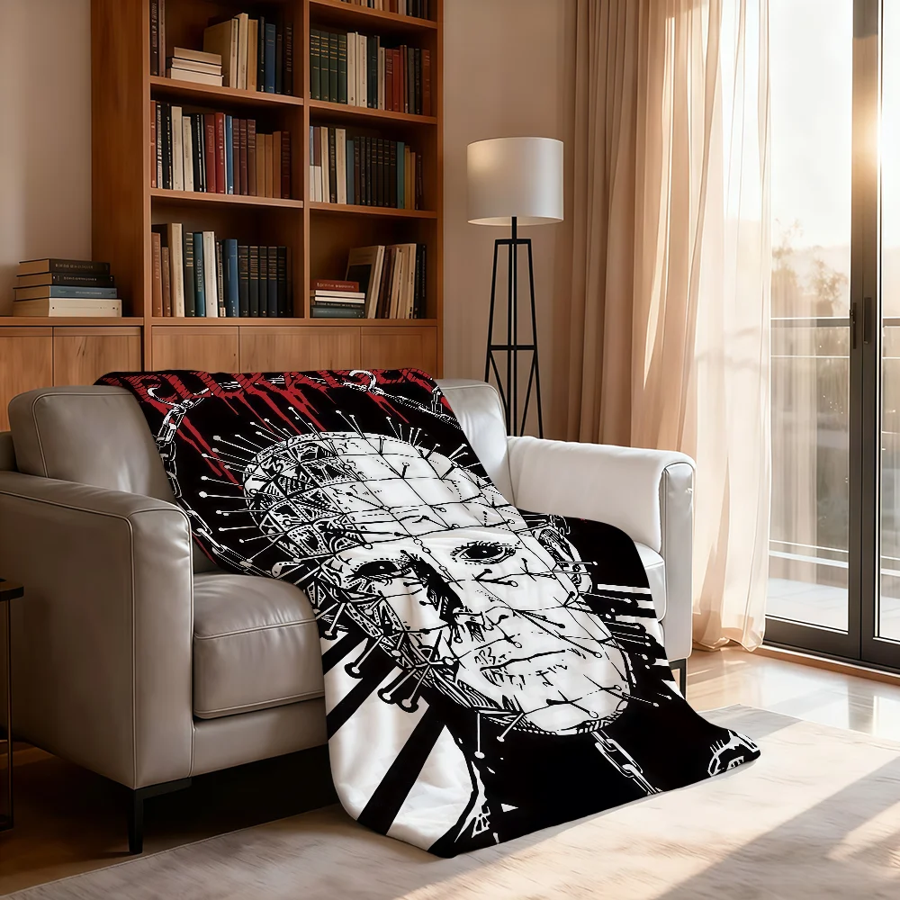 Movie H-Hellraiser P-Pinhead Blanket Soft Throw Blanket for Home Bedroom Bed Sofa Picnic Travel Office Rest Cover Blanket Gift