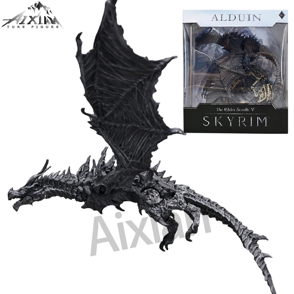 Elder V Skyrim Alduin Deluxe Conjunto de caja de figuras de acción Figura de dragón