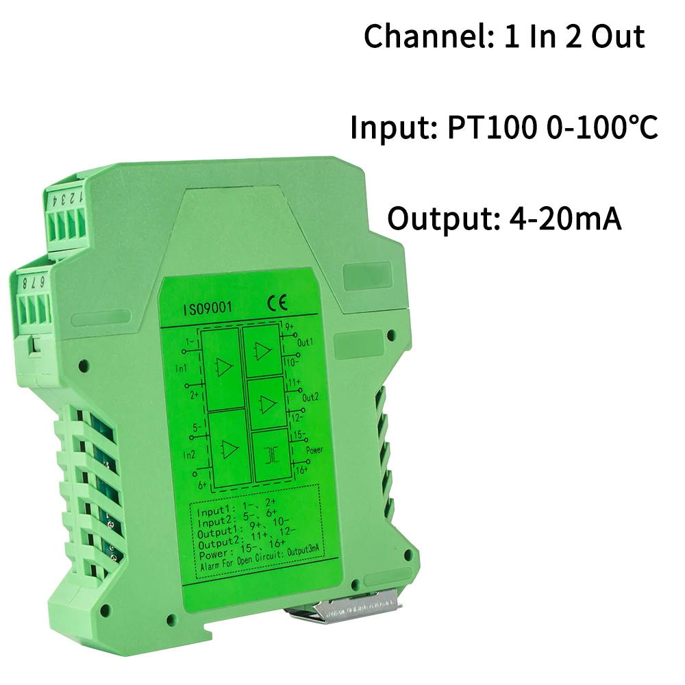 

PT100 0-100℃ 0-200℃ 0-300℃ Temperature Transmitter 4-20mA 0-10V 0-5V PT100 Sensor 1 In 2 Out PT100 Temperature Converter
