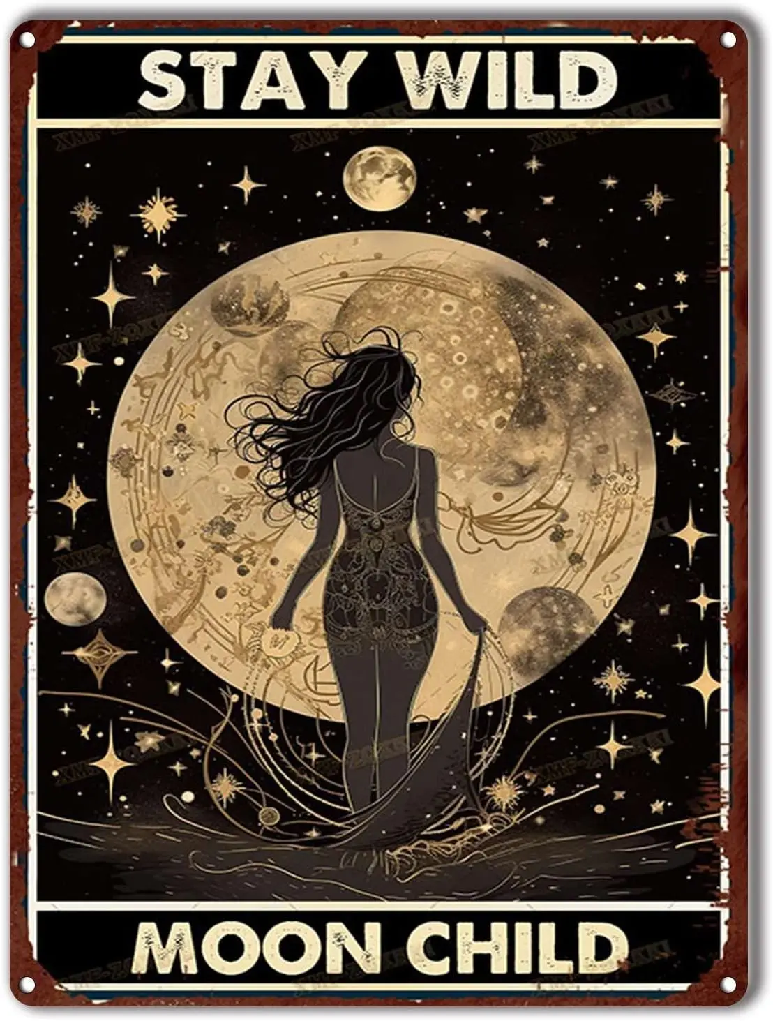 Y1, Tin Sign Bar Stay Wild Moon Child Signs Metal Wall Decor Funny Decoration for Home Kitchen Room Garage