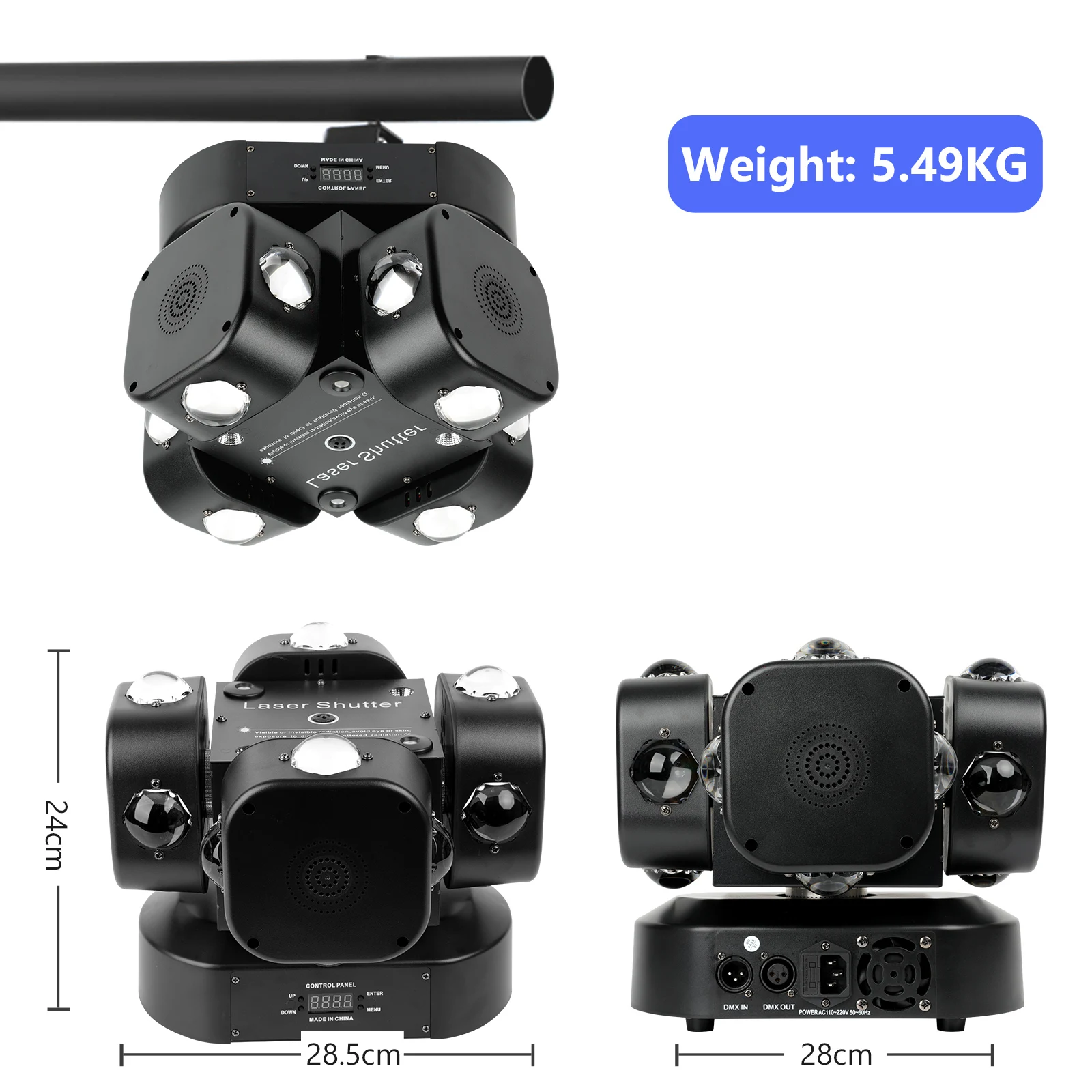 LED Moving Head Light 4 Head Beam กังหันลม DMX512 ควบคุมเสียง 200W RGBW สําหรับ DJ Disco คาราโอเกะ Dance Hall KTV Disco Bar