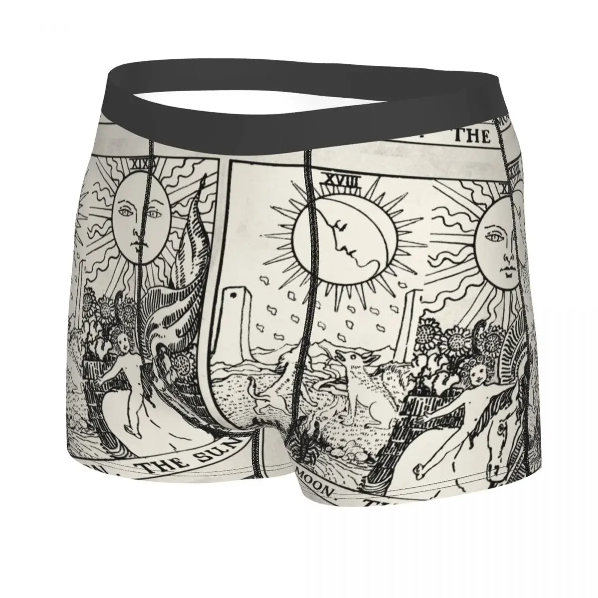 Custom Male Cool The Sun And Moon Tarot Cards Underwear Boxer Briefs Soft Shorts Panties Underpants