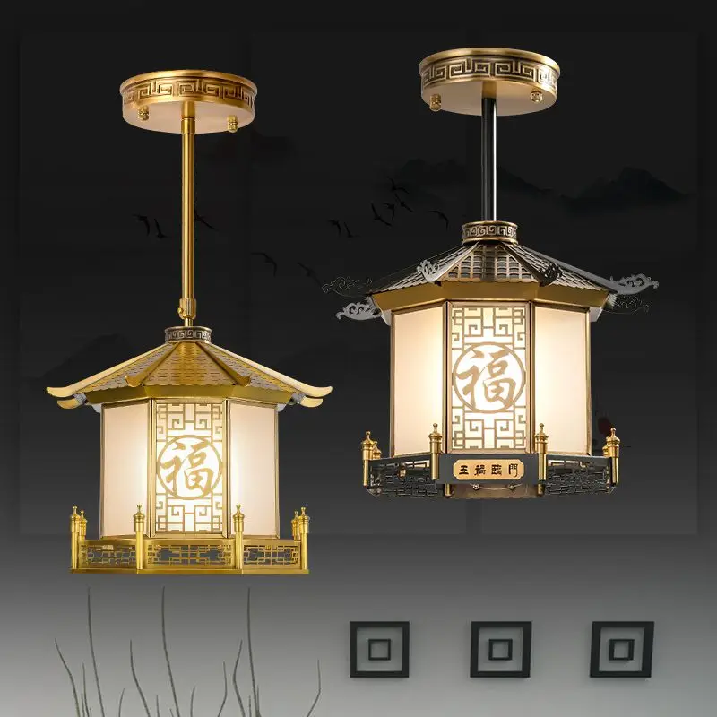 New Chinese style balcony entrance ceiling light Creative outdoor chandelier with Chinese style entrance corridor