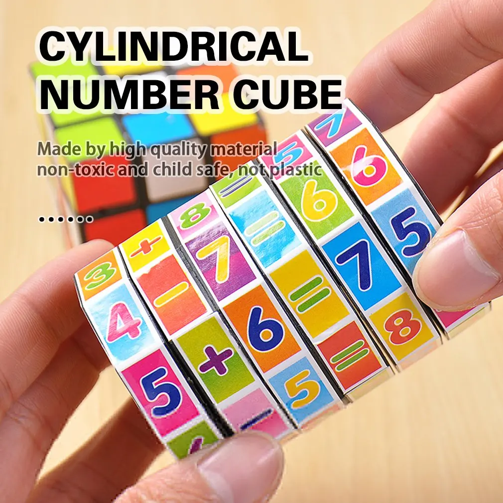 1pcs Cylindrical 6-layer Plastic Digital Magic Cube Toy Early Education Learning Stationery Students Adult Random Color