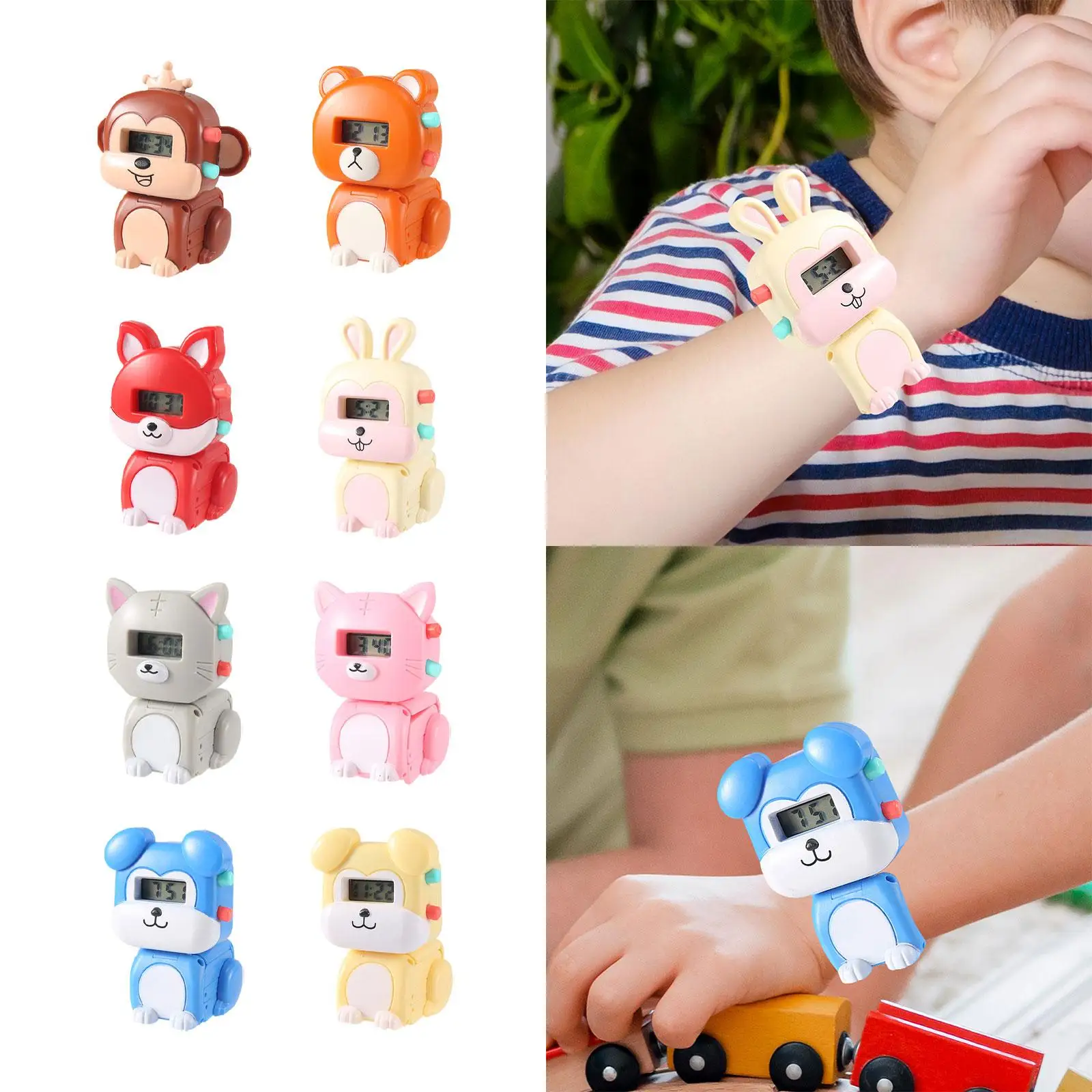 Montre électrique pour enfants, jouet de déformation pour animaux de compagnie, cadeau d'anniversaire pour garçons et filles