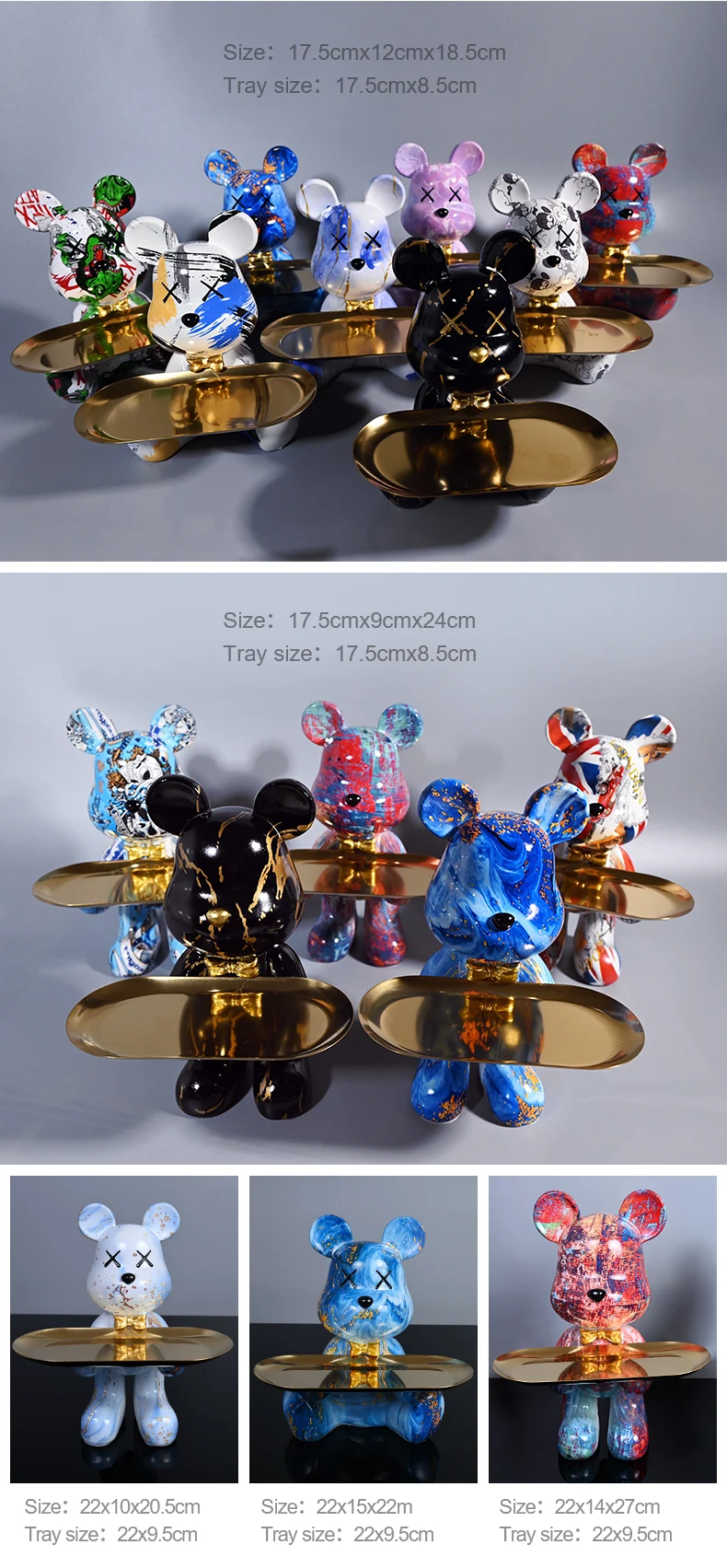 Bunte Bärenstatuen und Skulpturen Butler Figur Ornamente Innen Nordic Dekorative Zimmer Tischdekoration Harz Handwerk Geschenk – Detail 19