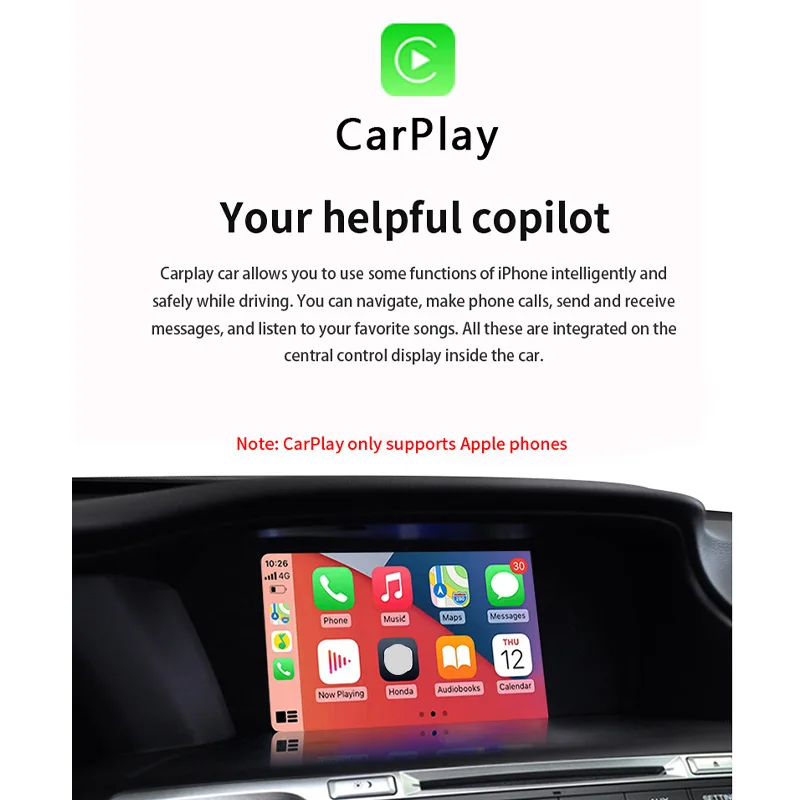Car Media Player For Honda Accord 9 9.5,2013 2014 2015 2016 2017 5G Wireless Carplay Android Auto Bluetooth Phones,  Music
