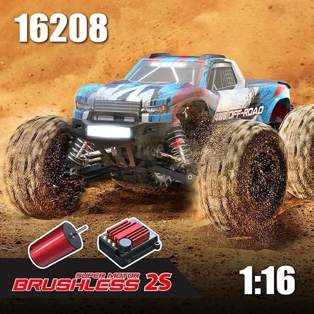 New MJX Hyper Go 16208 3S 1/16 Brushless RC Car Hobby 2.4g Remote Control Pickup Truck Model 4wd High-speed Off-road Boy Gift