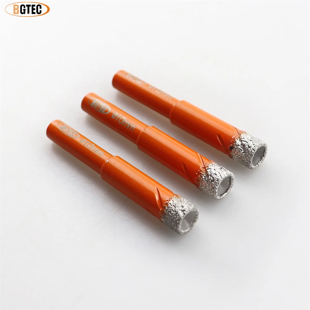 BGTEC 10pcs/set 8mm Round Shank Diamond Dry Drilling Ceramic Tile Granite Glass Marble Vacuum Brazed Drill Bits Core Bits Set