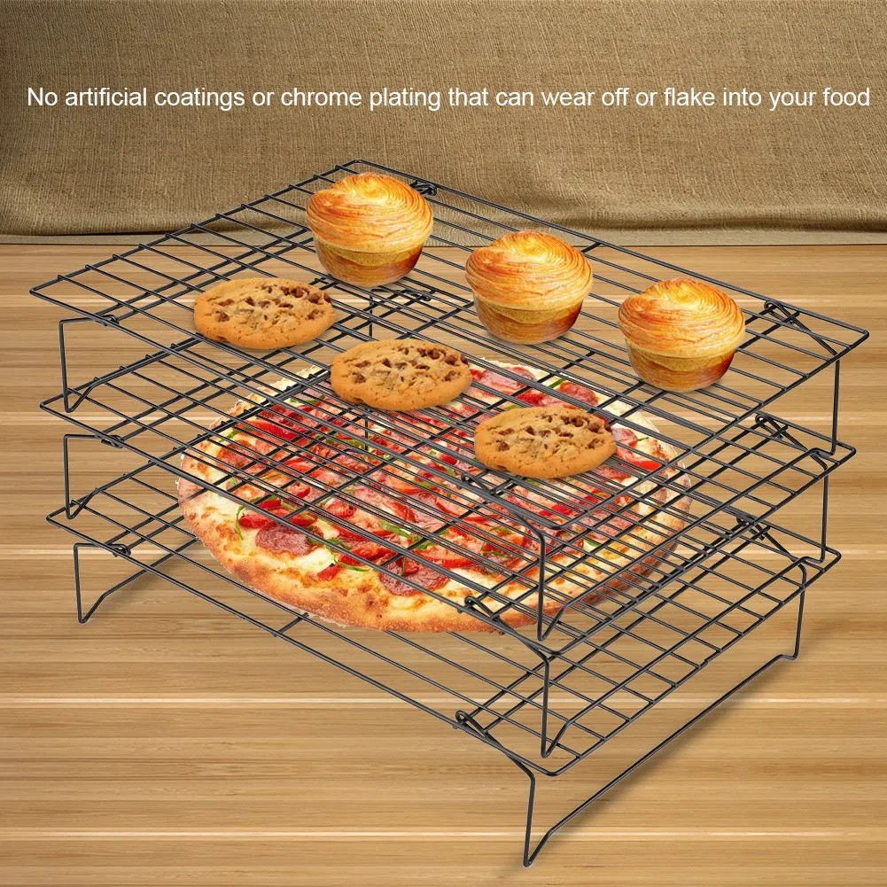 Kohlenstoffstahl-Kühlregal, antihaftbeschichtetes Kochgrilltablett für Kekse/Kuchen/Brot, Grilltablett zum Brotkochen, Grilltablett