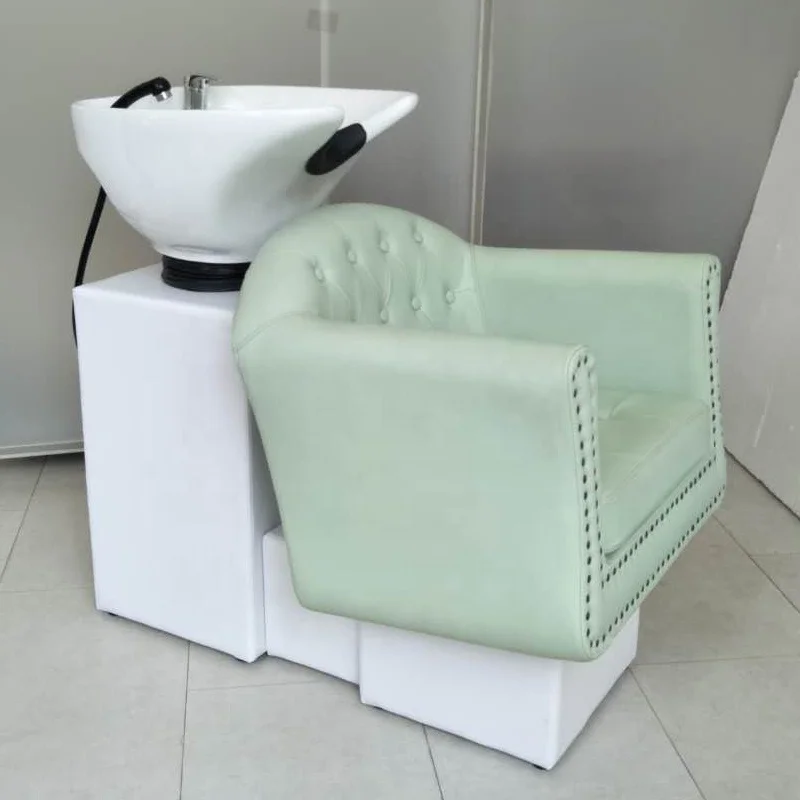 

Beautiful Green Shampoo Chair Cheap Price Hair Washing Unit With Ceramic Bowl