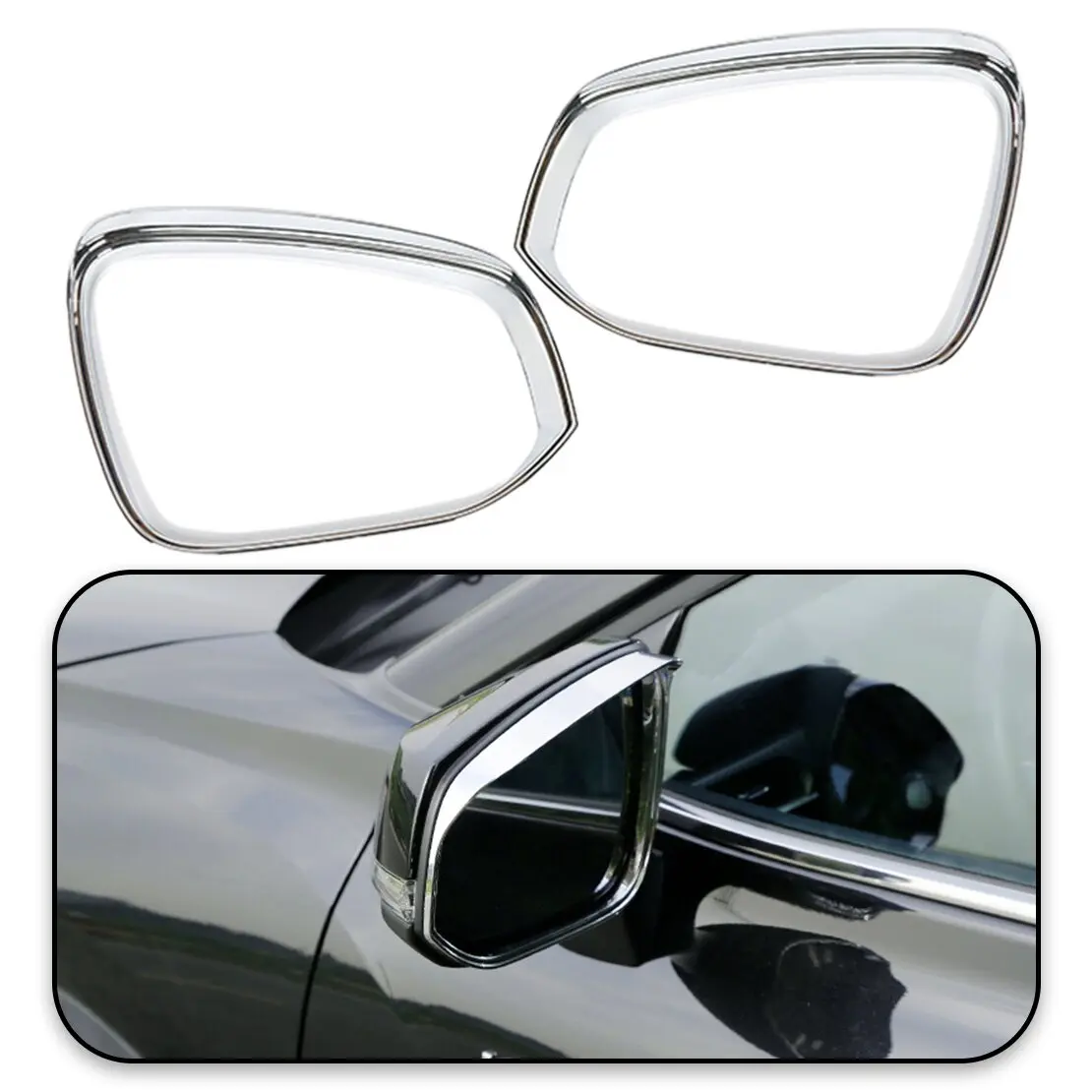 

1 Pair Rearview Mirror Rain Eyebrow Cover Trim Silver ABS Fit For Toyota Highlander 2020-2023