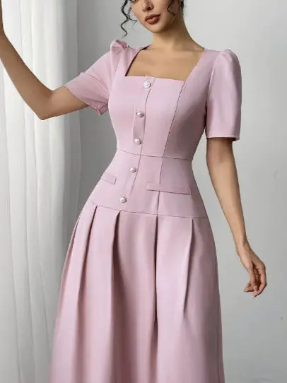 여성용 블랙 봄 시폰 아플리케 보타이 컷아웃 플레어 드롭웨이스트 비치웨어 스포티 아티스틱 가벼운 트렌디한 드레스