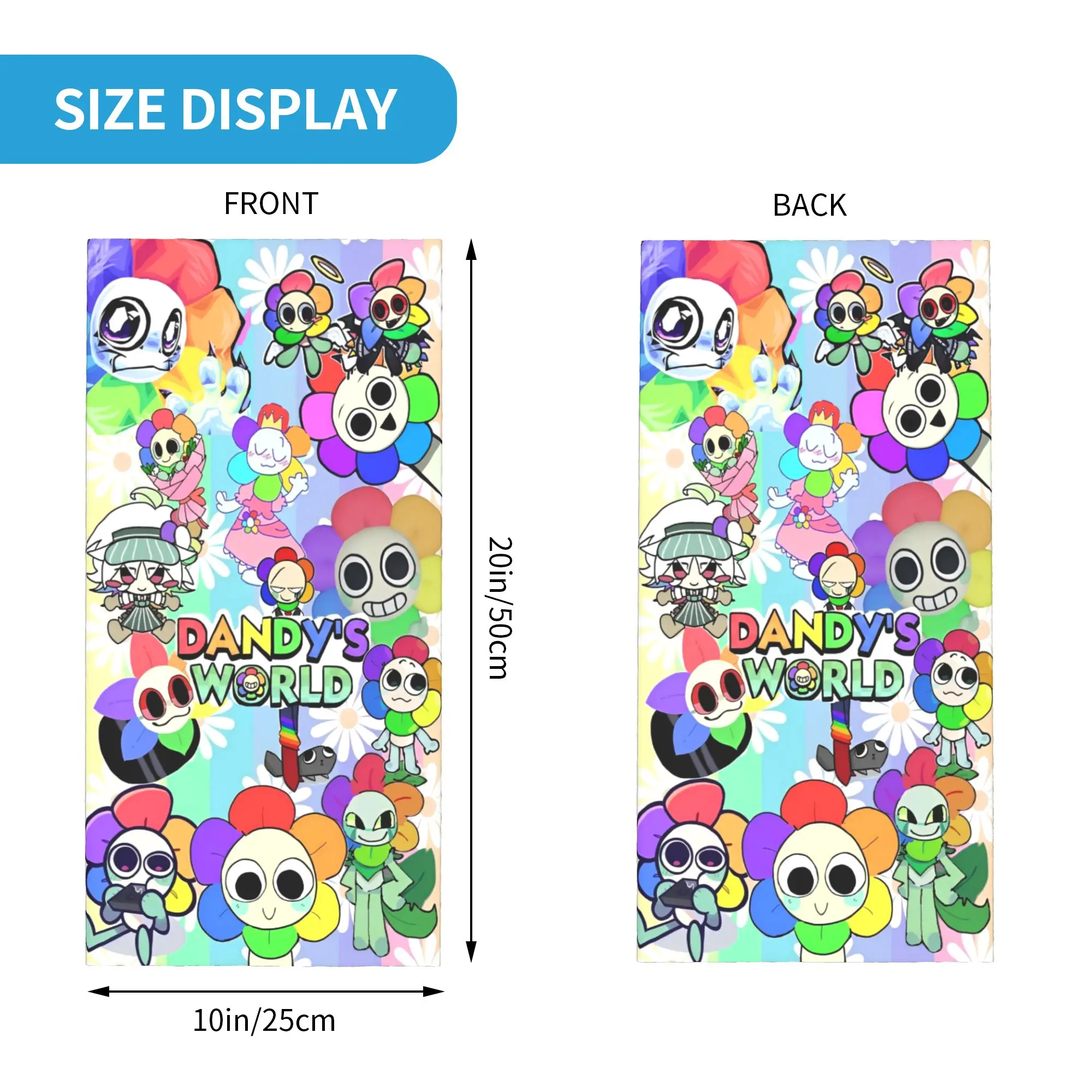 Dandy World Cartoon Bandana Cou Couverture Imprimé Jeux Vidéo Wrap Écharpe Multifonctionnelle Cyclisme Écharpe Course Unisexe Coupe-Vent