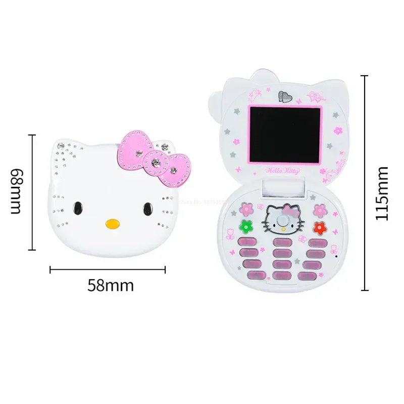 Kawaii Sanrio K688 Hello Kitty Cute Mini 72 (H) Standby Mobile Phone With Flip No Lock Children Dual Card Mobile Phone Toy Gift