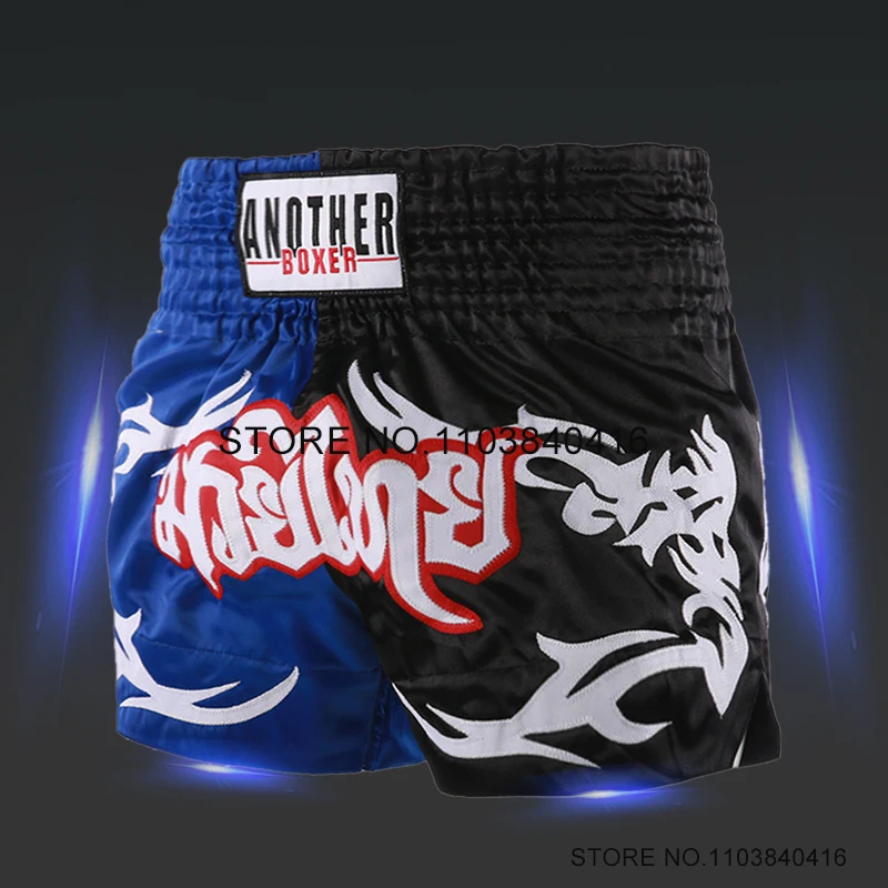 

Short Muay Thai Man Embroidered Kick Boxing Shorts Women Child Boy Girl Satin MMA Fight Kickboxing Gym Training Workout Trunks