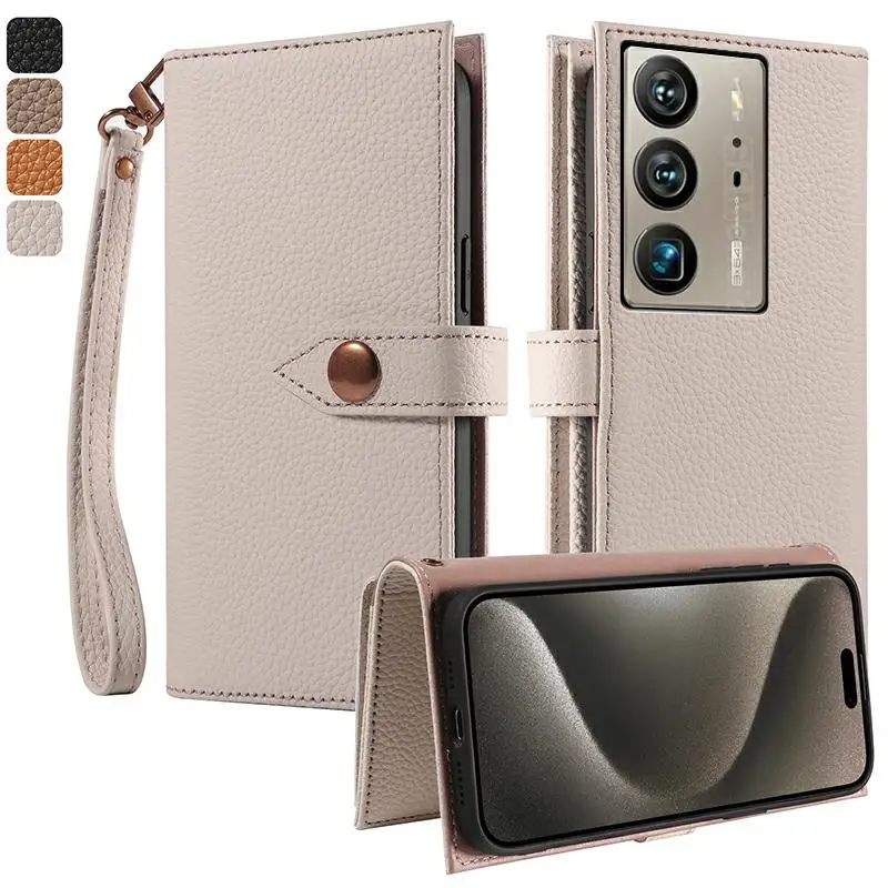 

100% Real leather multifunctional card slot wallet Cover For ZTE Axon 40 lite 30 5G Pro Ultra Space Edition 30S shockproof Case